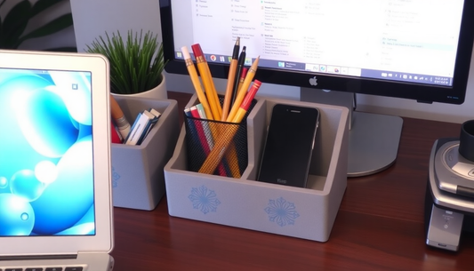 desk organization setup | workspace accessories arrangement | Home Office Accessories Organizer Tips | minimalist office desk layout
