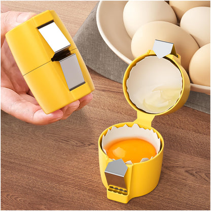 Egg Shell OpenerEgg Separator for Raw EggsEgg Shell Opener for Hard Boiled EggsHandheld Eggs Breaker Multifunctional Egg Cutter Egg Cracker and Separator for Kitchen Gadgets (Yellow)