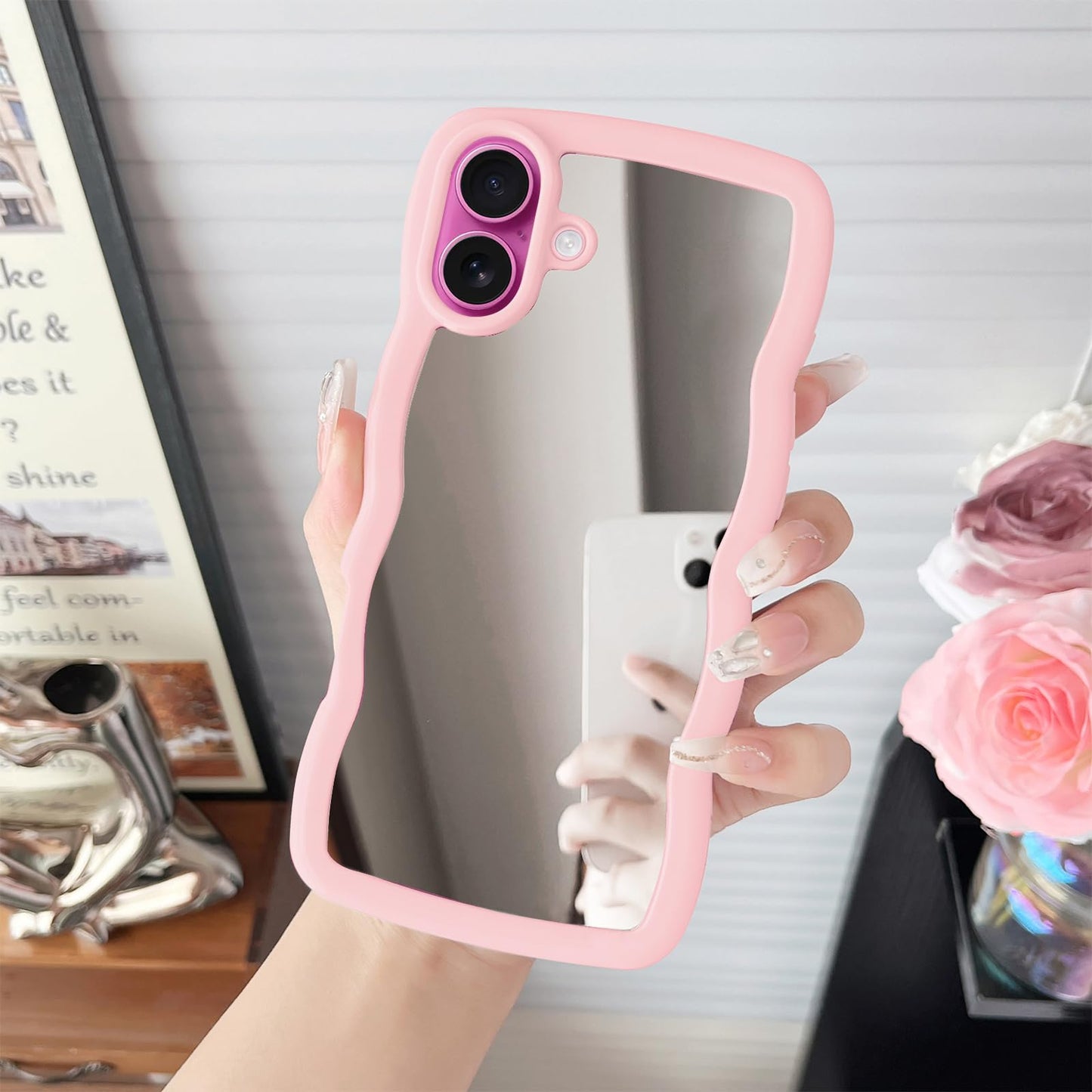 Jmltech for iPhone 16 Plus Case Cute Floral Women Flower Silicone Soft Flexible Shockproof Protective Slim Thin Girly Phone Cases for iPhone 16 Plus
