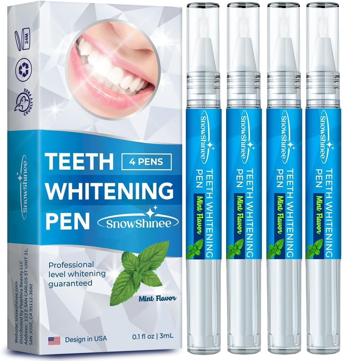 SNOWSHINEE Teeth Whitening Pen Gel: 4 Pcs Tooth White Gel for a Beautiful Smile Night and Day - Advanced Whitener Refill - Instant Stain Remover Easy for Sensitive Teeth Care 50+ Uses
