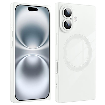 Dinick Designed for iPhone 16 Plus Case with Camera Cover [Compatible with MagSafe] TPU Shockproof Bumper Soft Cases Anti-Scratch Thin Magnetic Case for iPhone 16 Plus White