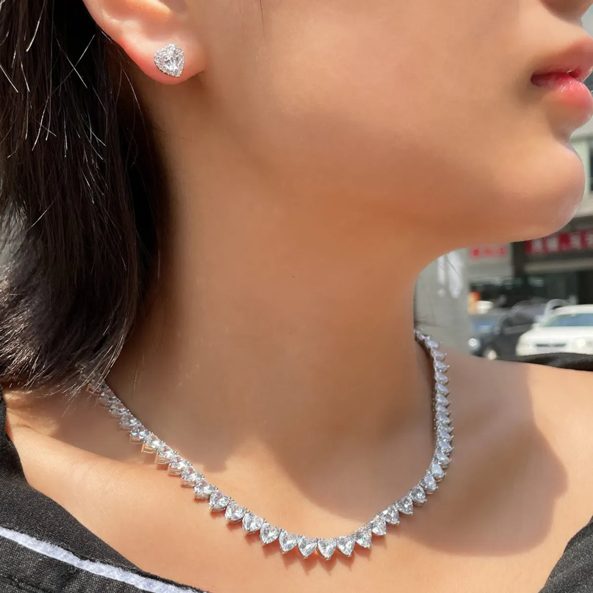 Loving Heart Zircon Tennis Chain Necklace